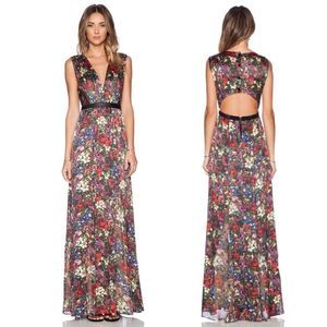 Alice + Olivia Silk Triss Maxi Dress in English Floral - Size 6